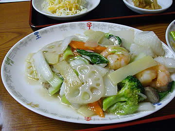 華林楼の海鮮野菜の塩味炒め定食