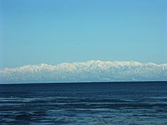 庵町・黒崎海岸から望む立山連峰の画像