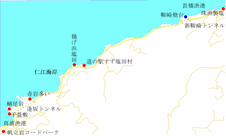 仁江海岸の地図