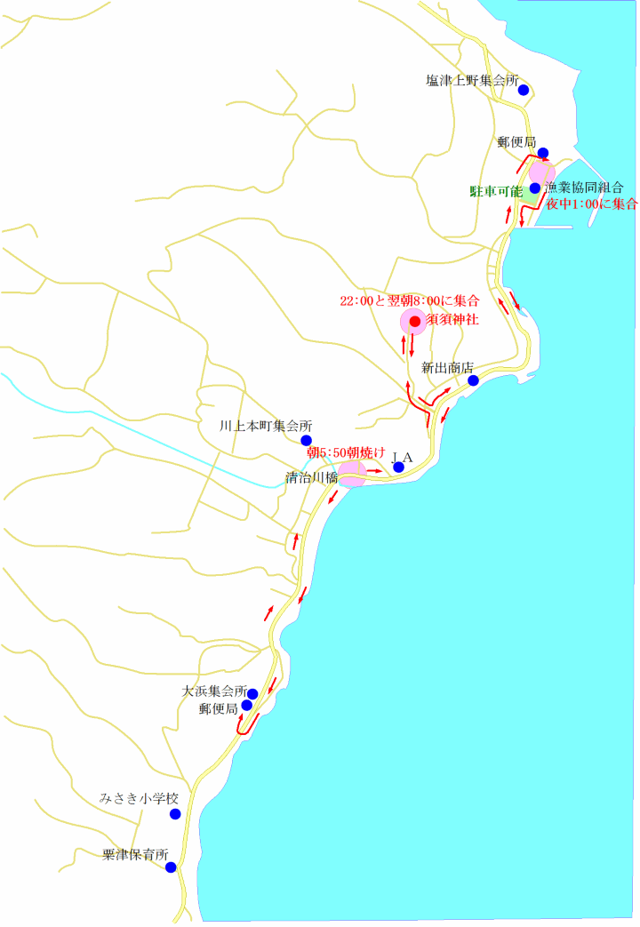 寺家キリコ祭りの地図