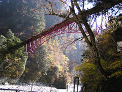 黒部峡谷の奥鐘橋の画像　富山観光名所