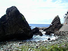 越前海岸の弁慶の洗濯岩と神の足跡近辺の風景の画像