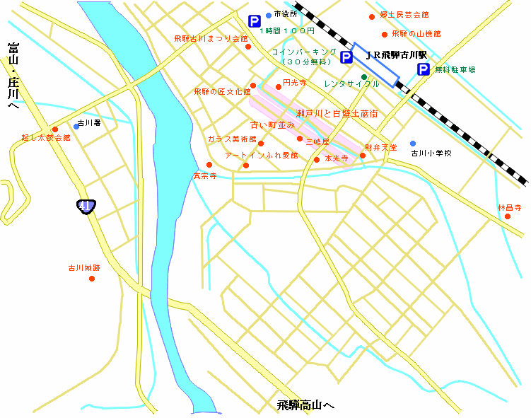 飛騨古川の地図