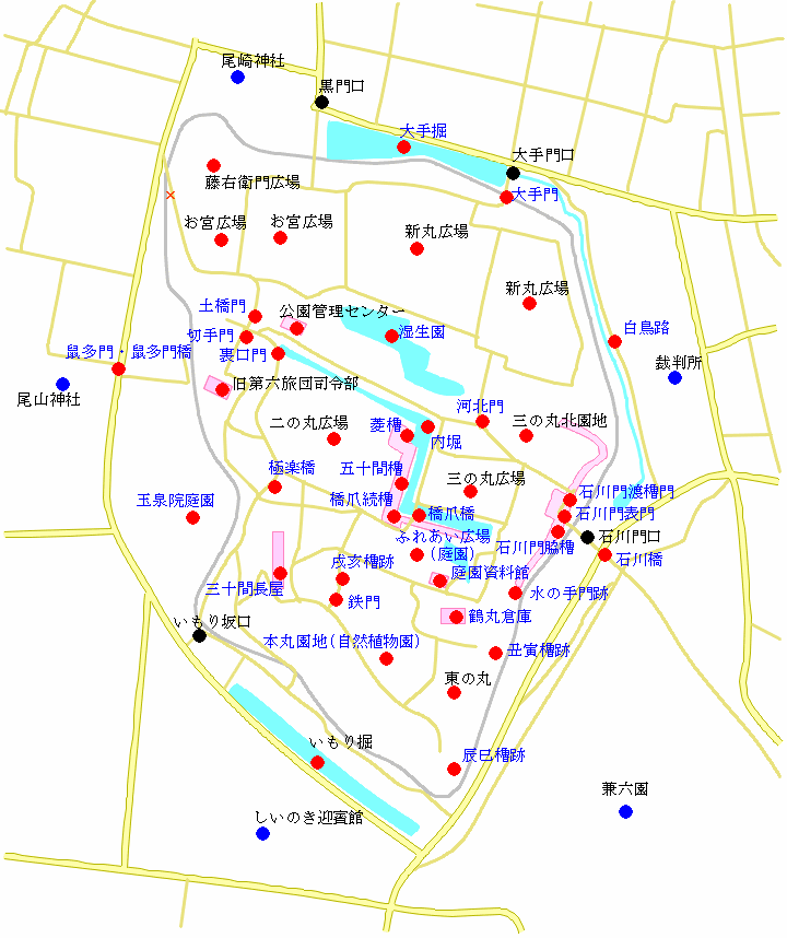 金沢城公園の名所の地図