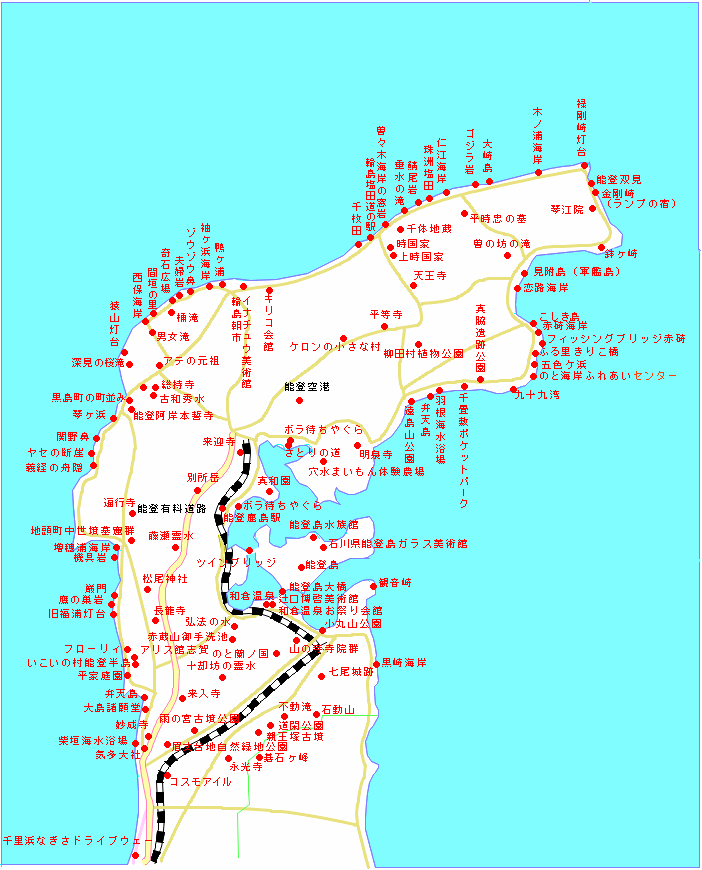 能登の観光地の地図