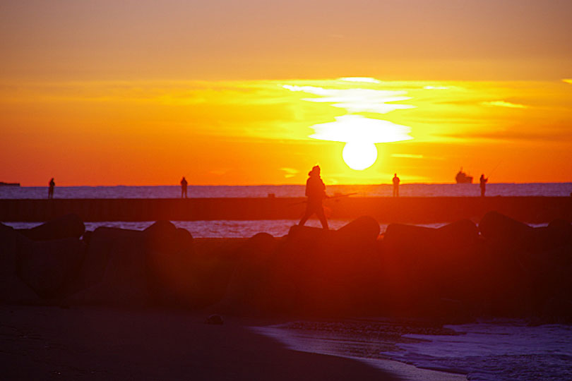 内灘海岸からの夕日