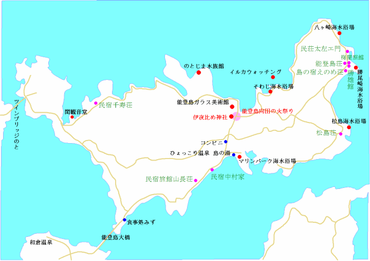 能登島向田火祭りのアクセスの地図