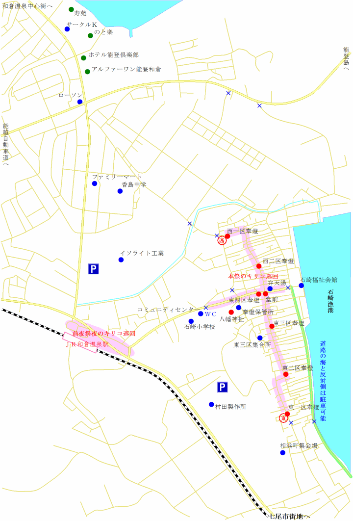 石崎奉燈祭の地図