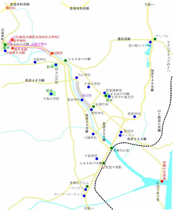お熊甲祭のアクセス地図