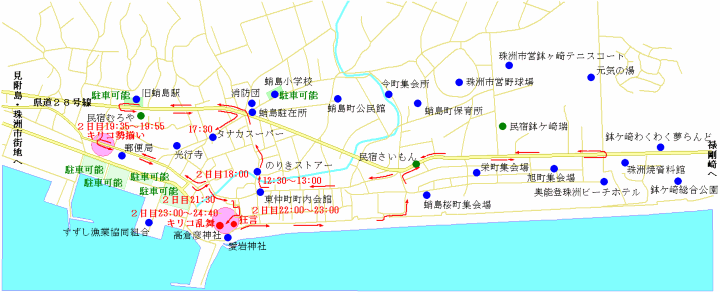 蛸島キリコ祭りの地図