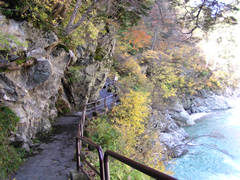 黒部峡谷の猿飛峡遊歩道の画像　富山観光名所