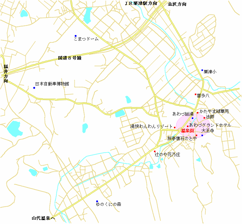 粟津温泉の宿の地図