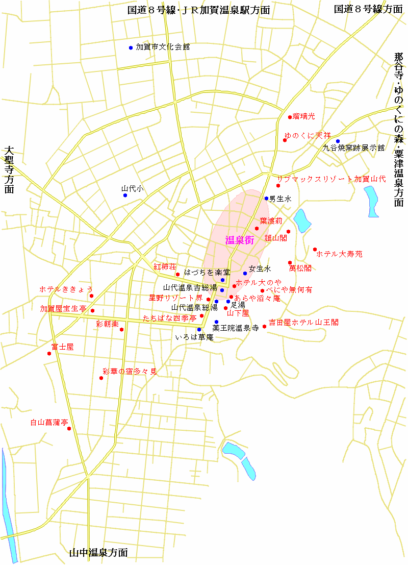 山代温泉の宿の地図